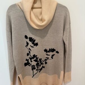 Diane Von Furstenberg Cream and Black Oversized Cowl Neck Sweater